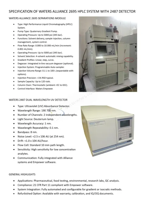 Refurbished Waters® 2695 Alliance HPLC System